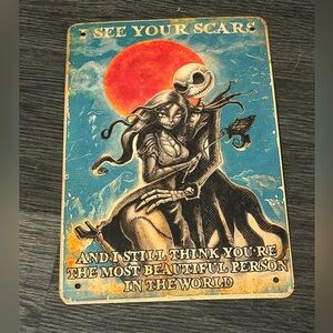 Romantic Gothic Wall Art Print in Blue and Red